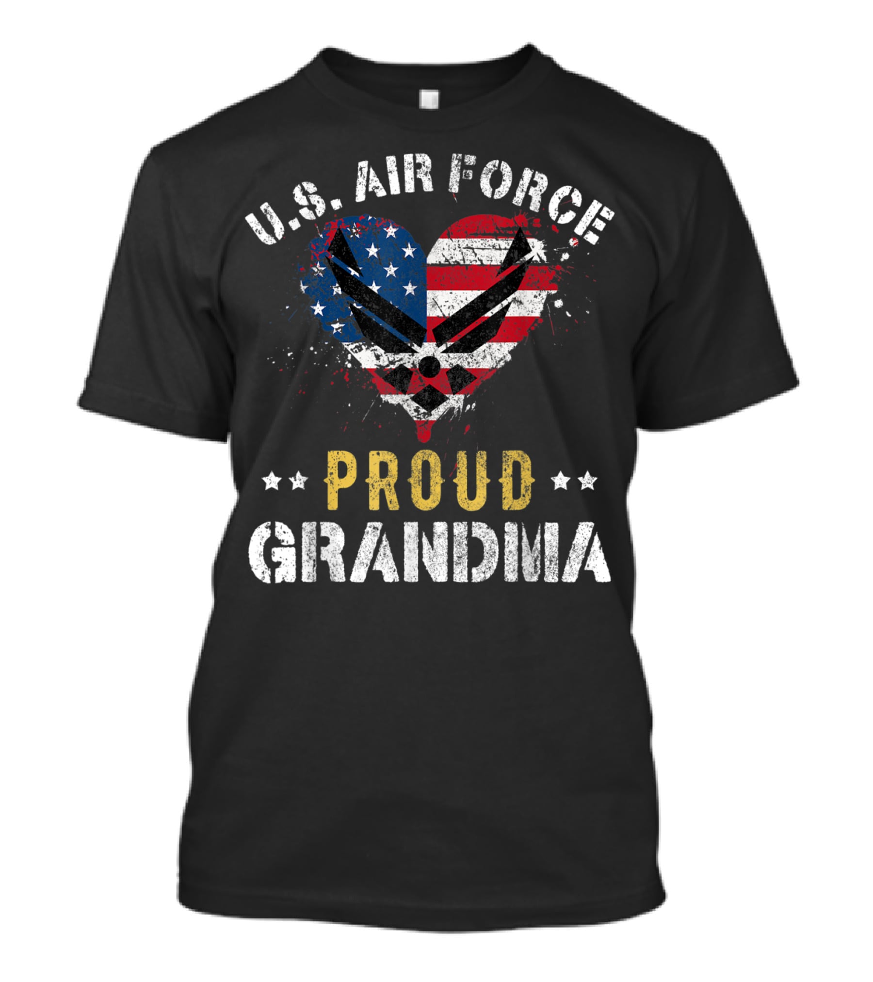 U.S. Air Force Proud Grandma American Flag Heart T-Shirt