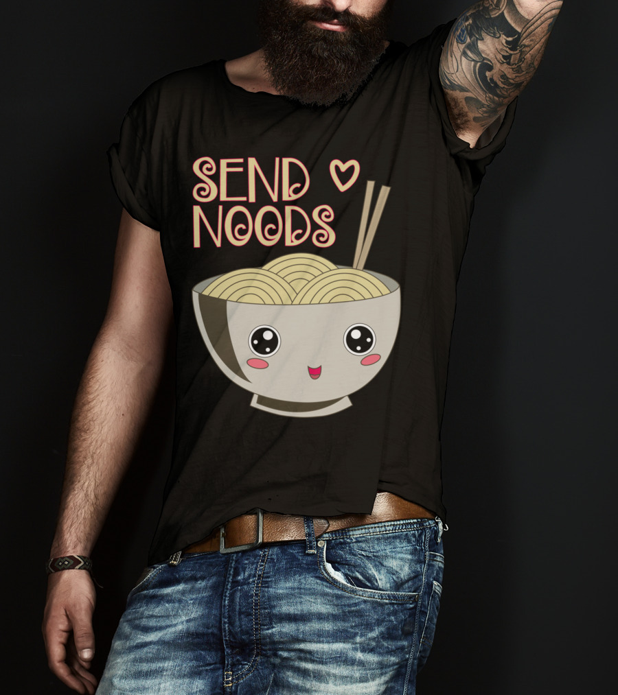 Send Noods Kawaii Ramen Bowl With Chopsticks And Heart T-Shirt