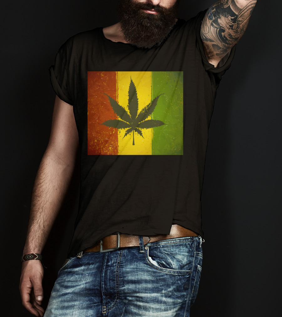 Rasta Jamaican Marijuana Leaf Legalized Pot Flag T-Shirt