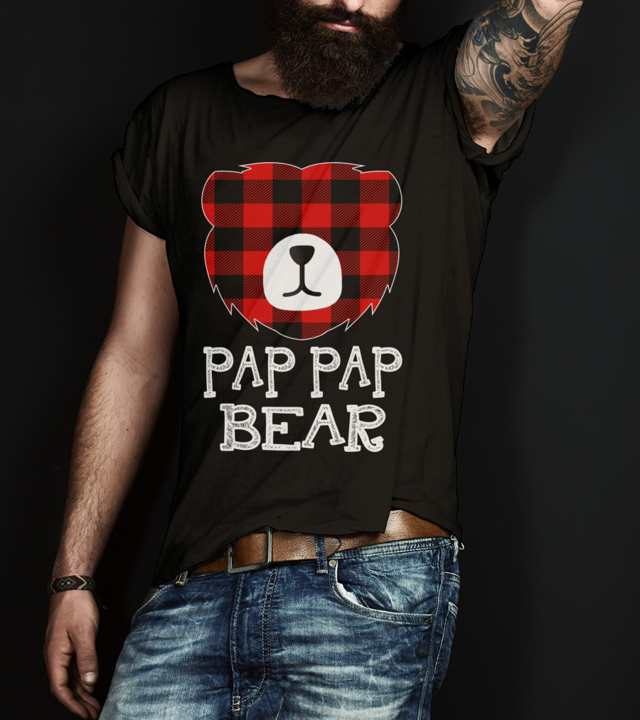 Pap Pap Bear Red Plaid Buffalo T-Shirt