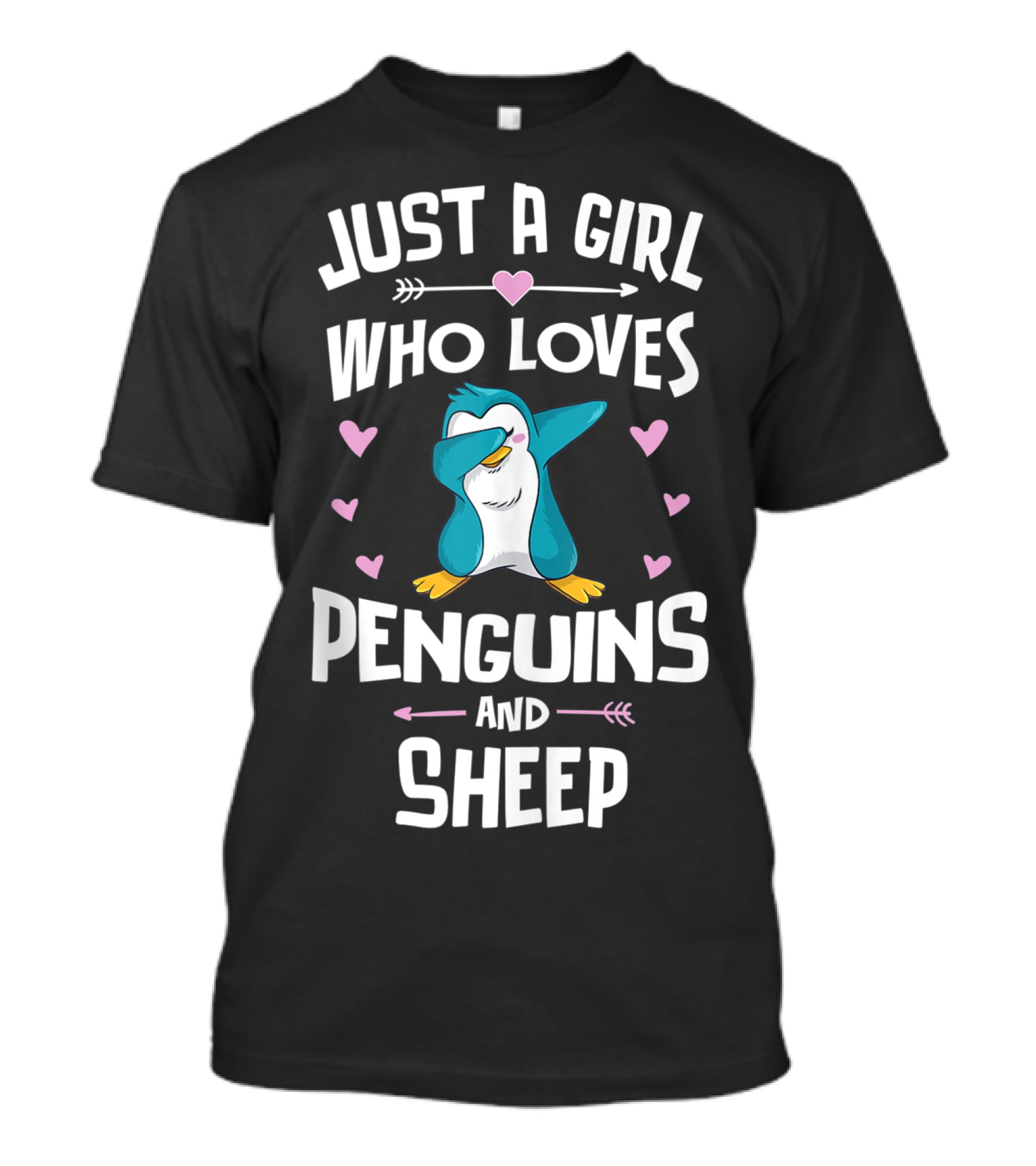 Just A Girl Who Loves Penguins And Sheep Dabbing Penguin Heart Arrows T-Shirt