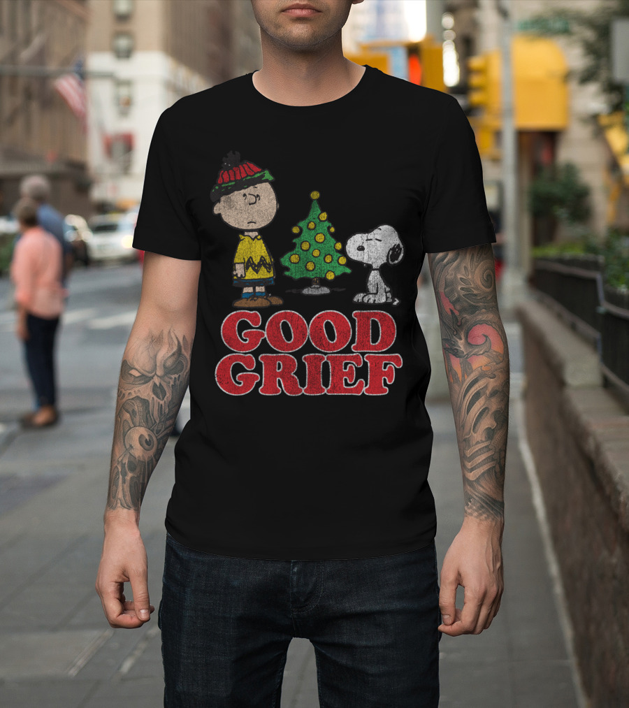 Good Grief Peanuts Holiday Snoopy and Charlie Christmas Tree T-Shirt