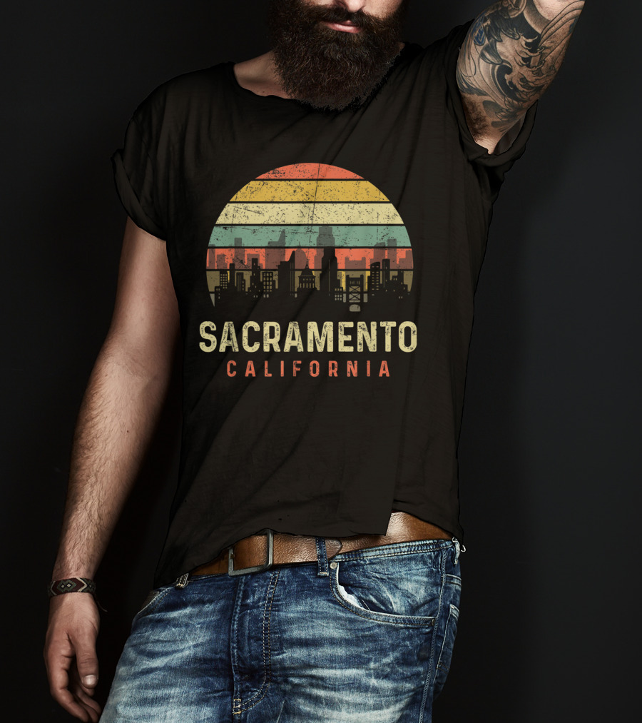 Sacramento California Skyline Vintage Sunset T-Shirt
