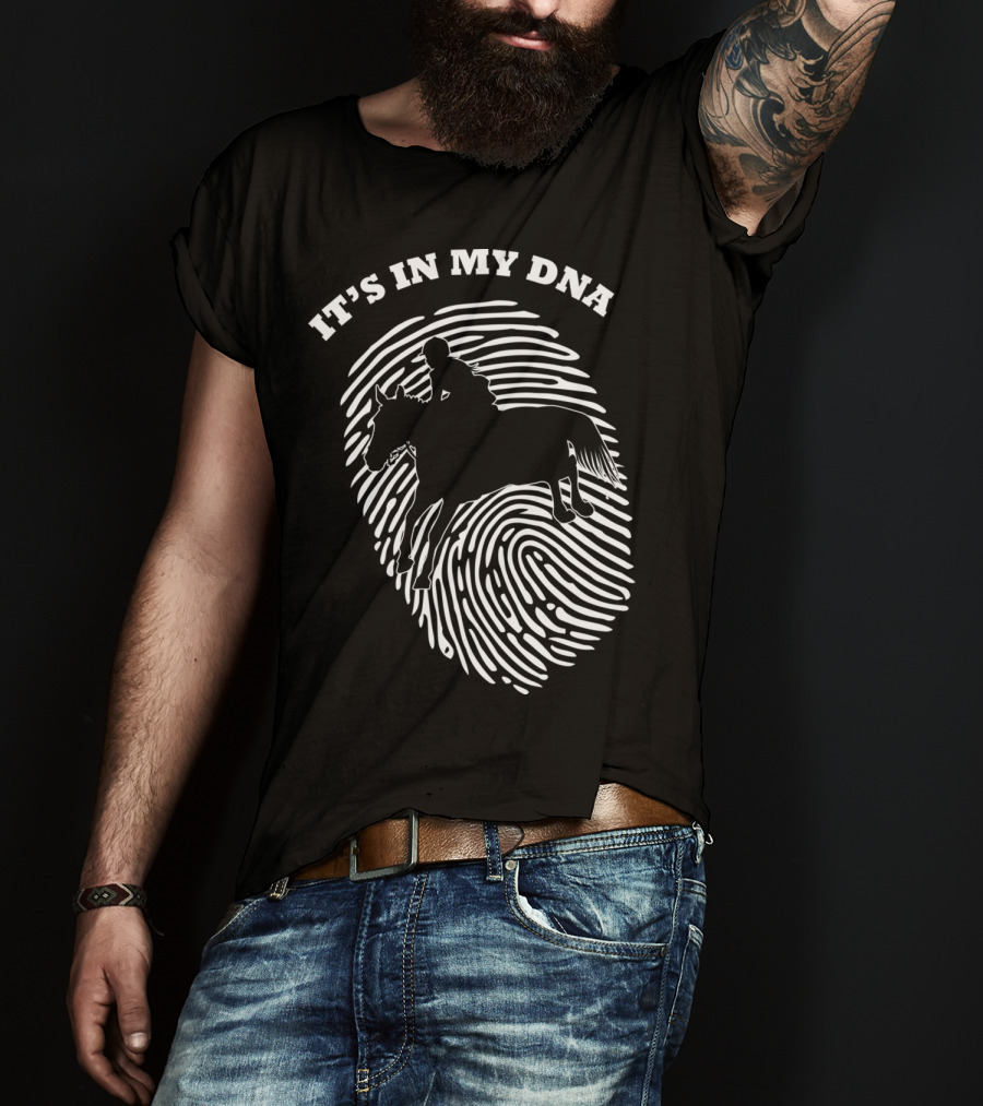 It's In My DNA Equestrian Horse Racer Fingerprint T-Shirt