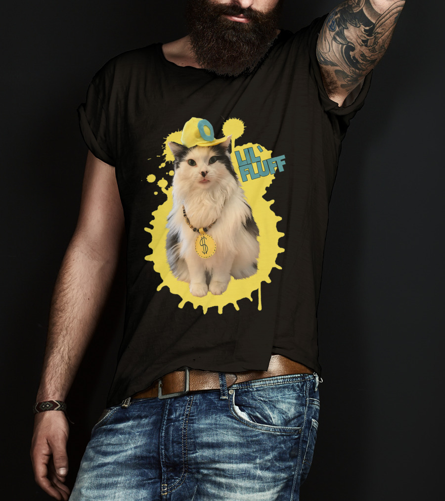 Lil' Fluff Cool Cat With Dollar Sign Necklace And Cap T-Shirt