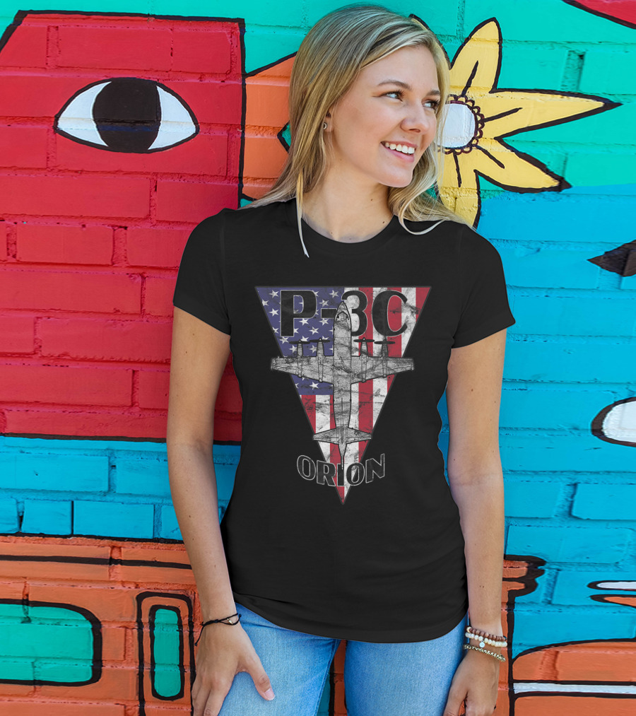 P-3C Orion American Flag Military Airplane T-Shirt