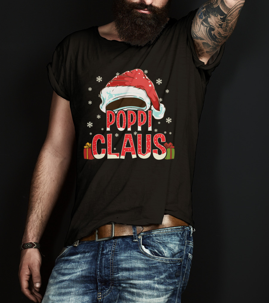Poppi Claus Santa Hat Snowflakes Christmas Gifts T-Shirt