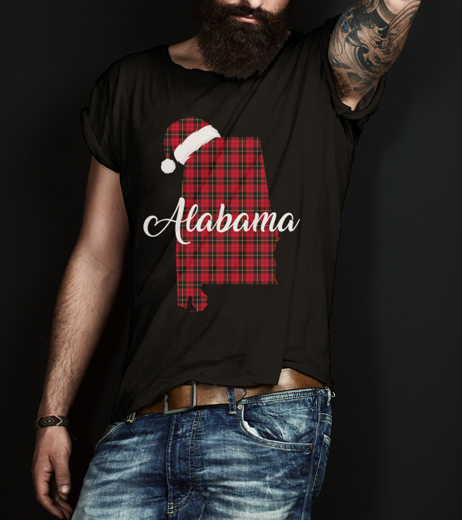 Alabama Santa Hat Red Buffalo Royal Stewart Tartan T-Shirt