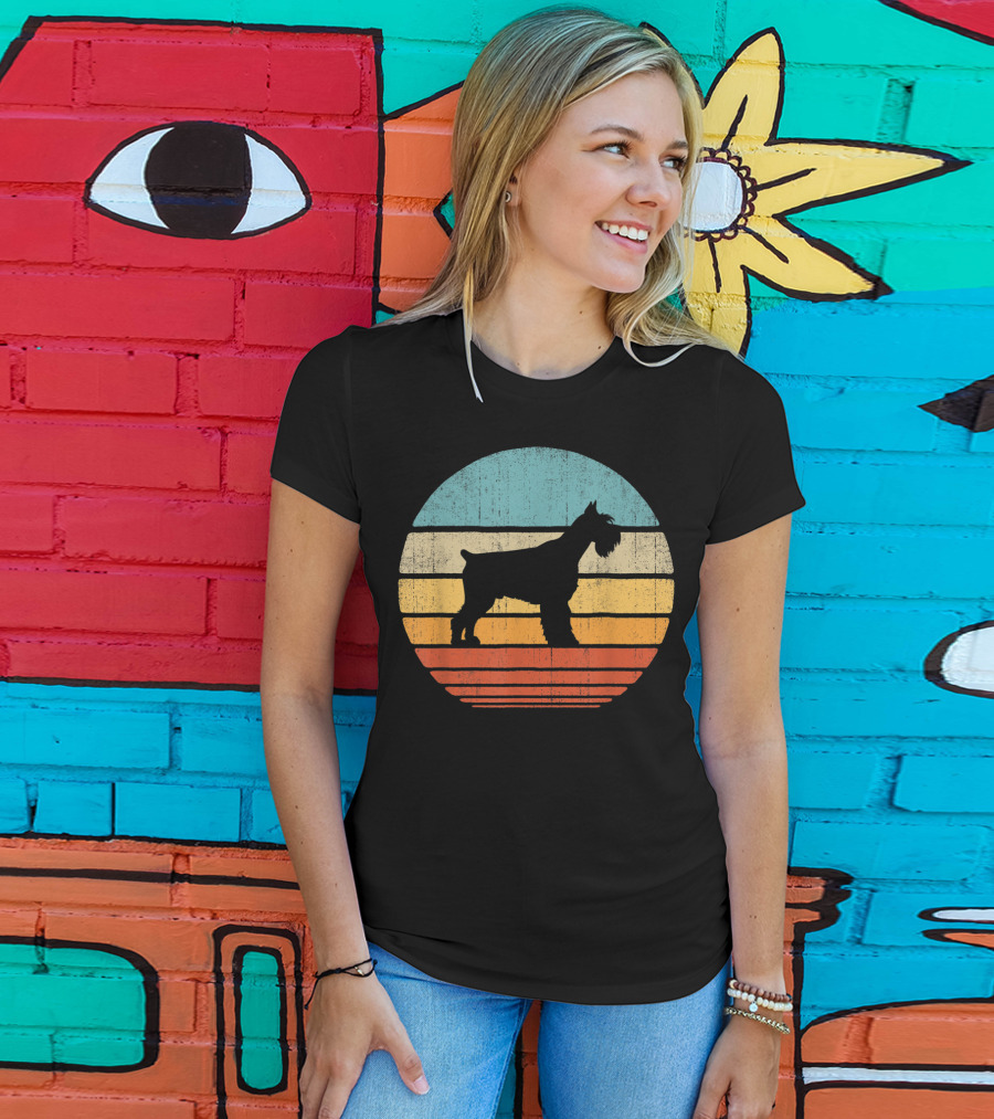 Schnauzer Retro 60S 70S Sunset Stripes T-Shirt