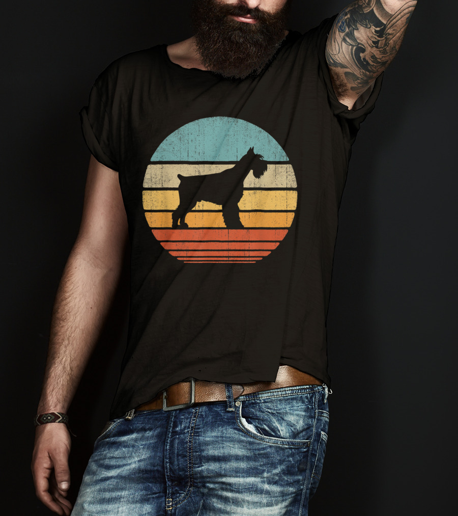 Schnauzer Retro 60S 70S Sunset Stripes T-Shirt