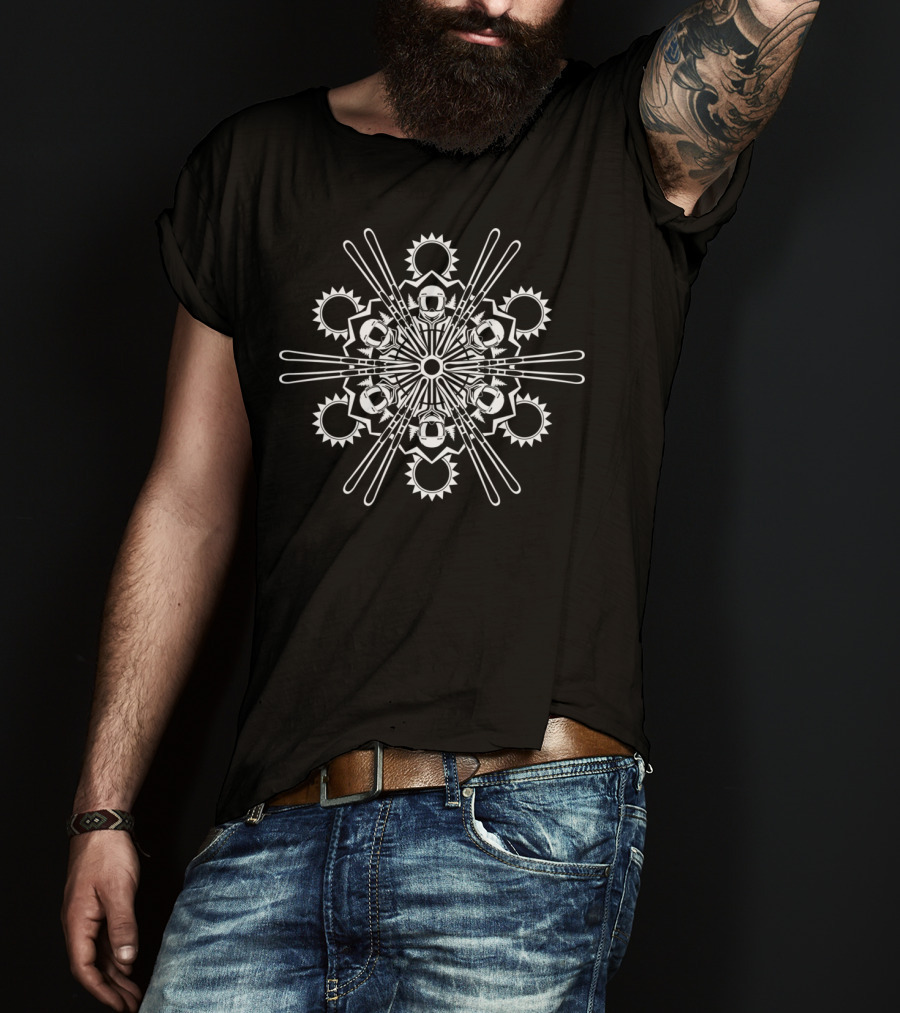 Snowflake Skiing Winter Sports Ice Mountain Mandala T-Shirt