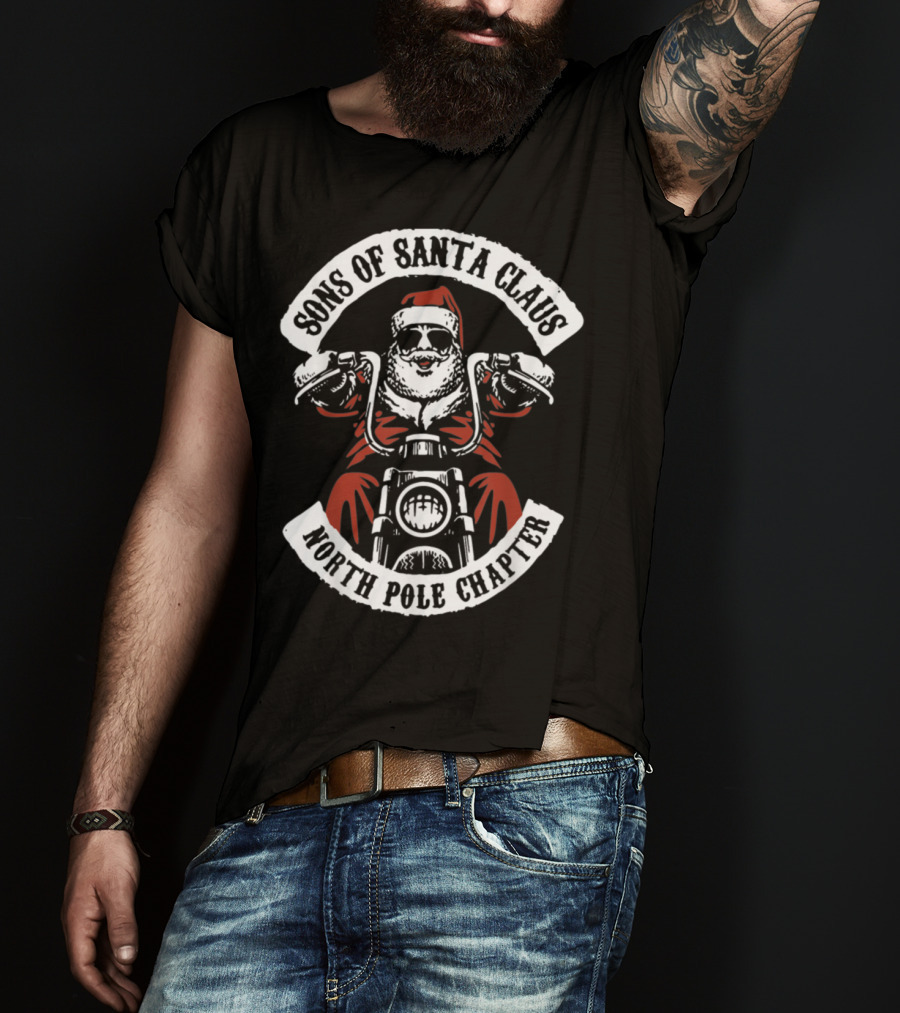Sons Of Santa Claus North Pole Chapter Motorcycle Club Santa Biker T-Shirt