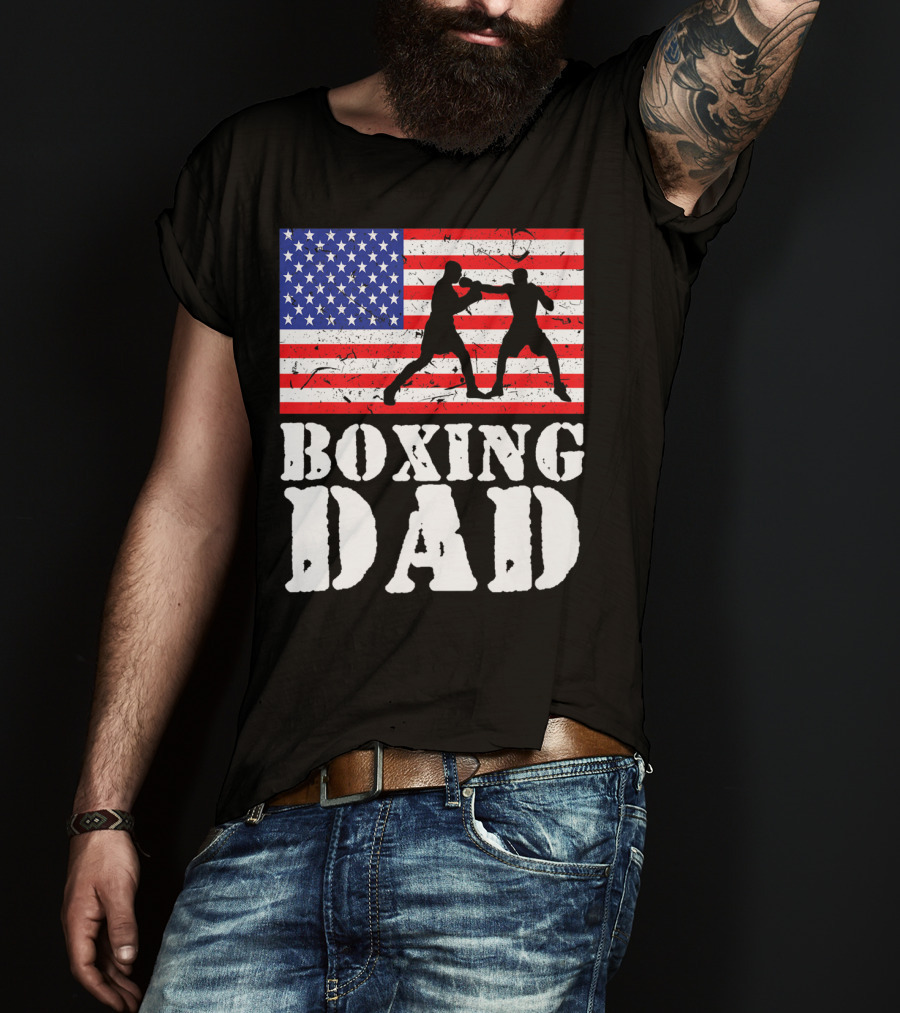 American Flag Boxing Dad T-Shirt