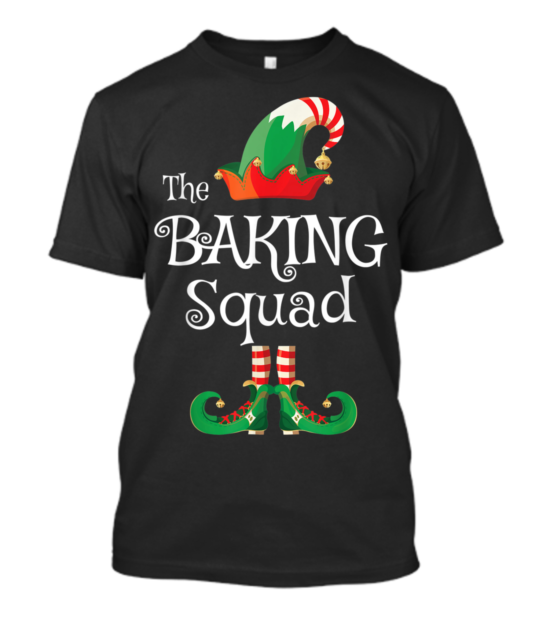 The Baking Squad Funny Elf Hat And Shoes Family Holiday T-Shirt