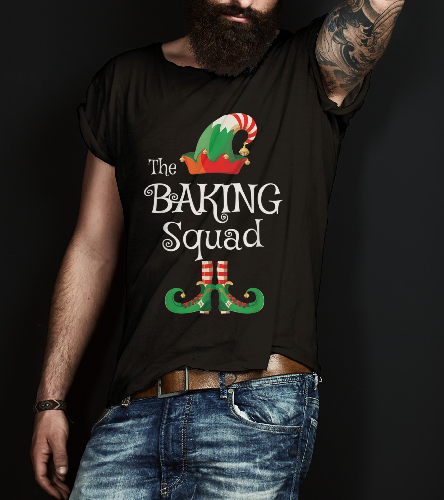 The Baking Squad Funny Elf Hat And Shoes Family Holiday T-Shirt