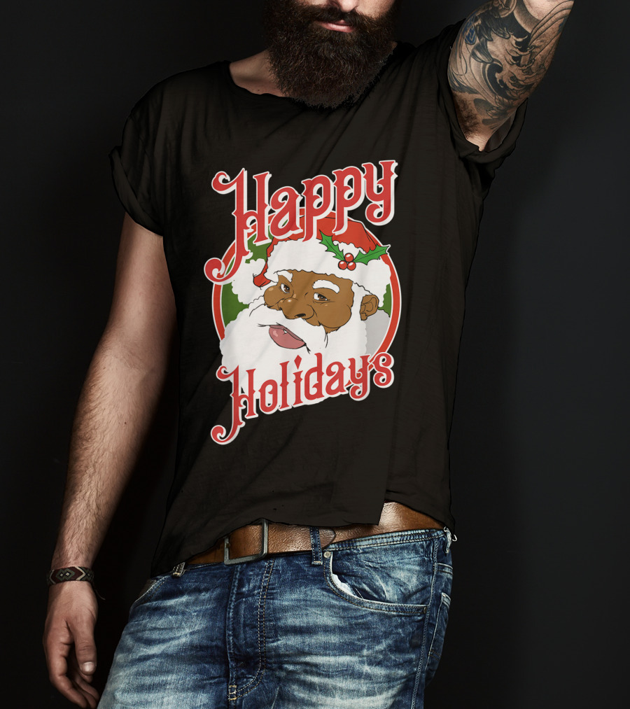 Happy Holidays African American Santa Claus T-Shirt