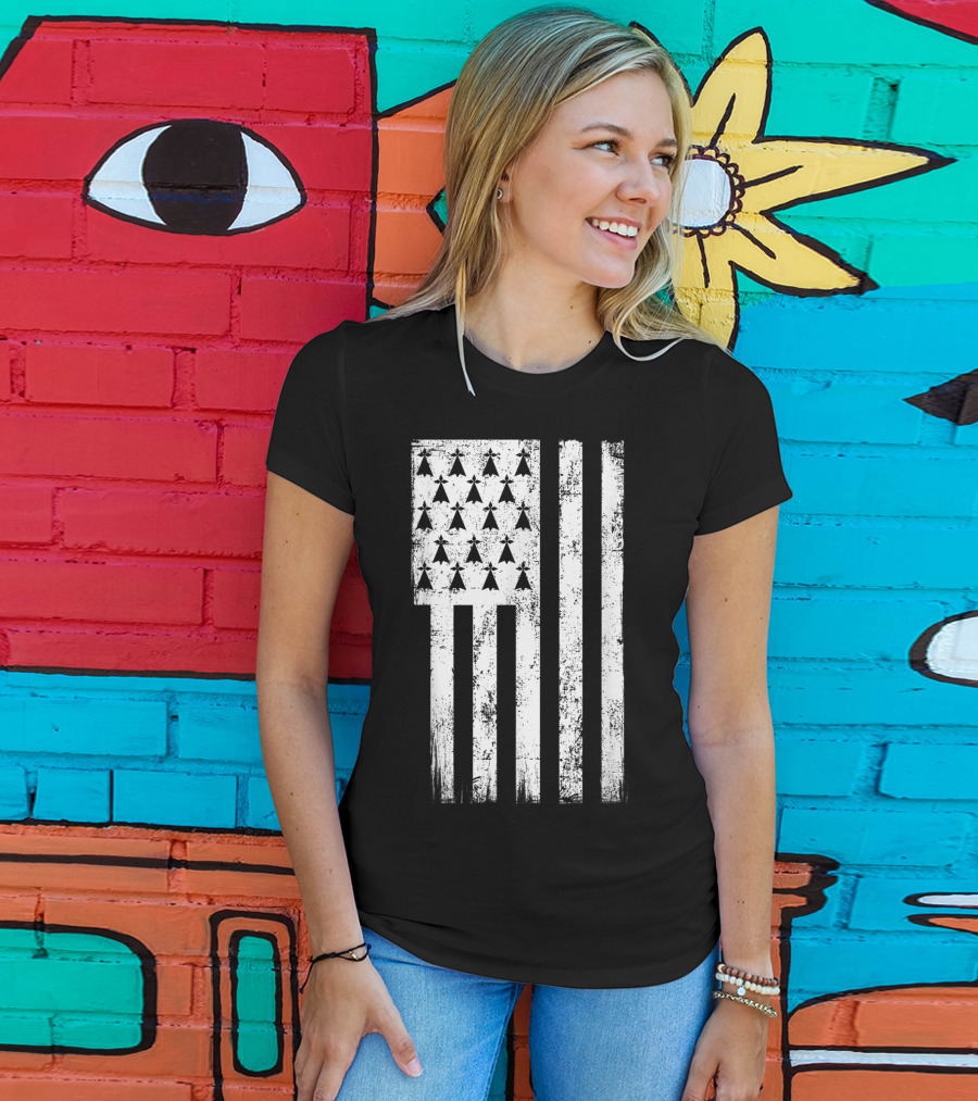 Bretagne Flag Distressed Bretagne Region Of France T-Shirt