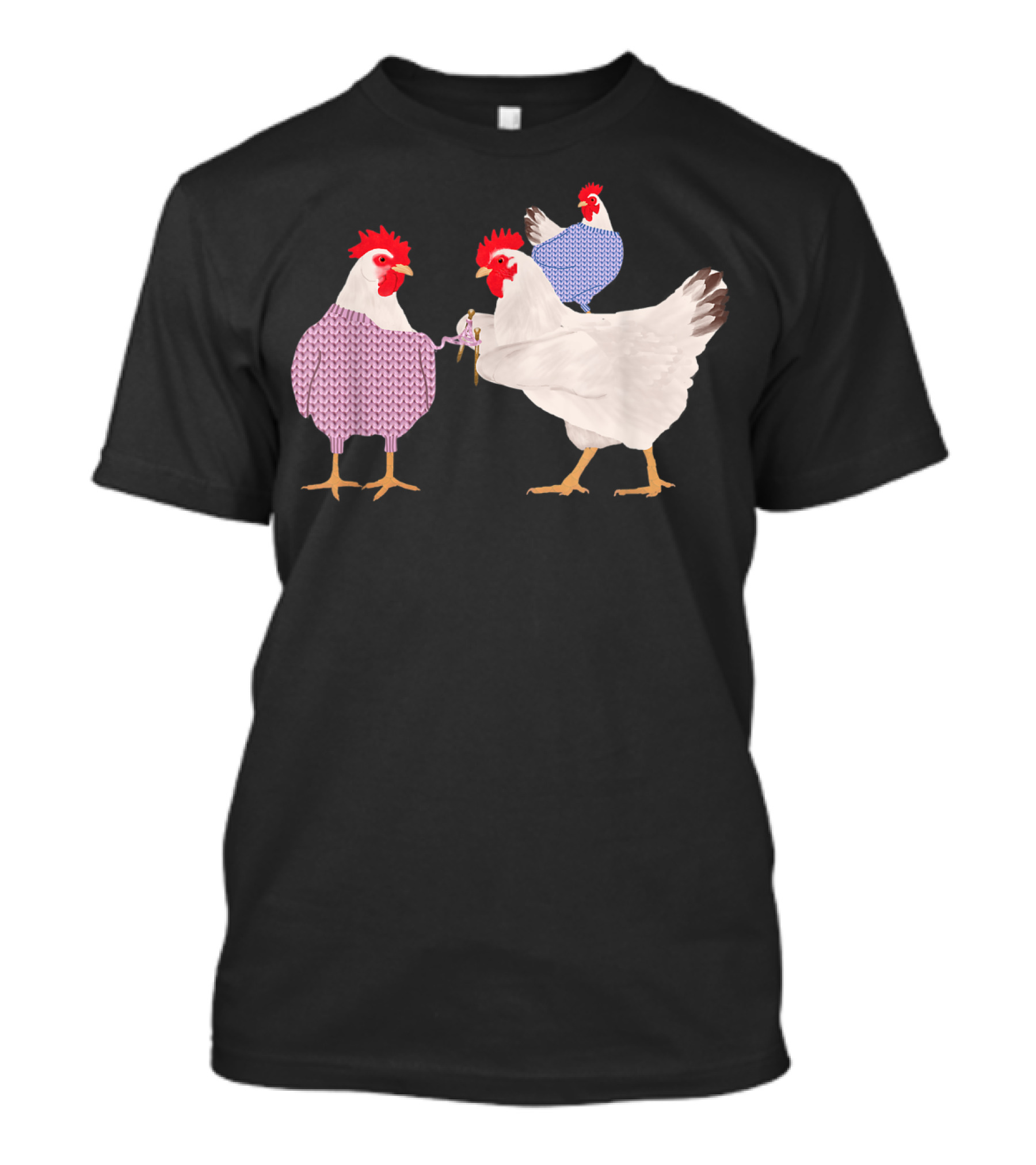 Chicken Knitting Sweaters Trio Whimsical Knitwear Comedy T-Shirt
