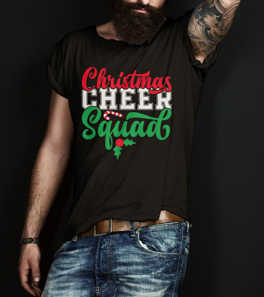Christmas Cheer Squad Candy Cane Holly Holidays T-Shirt