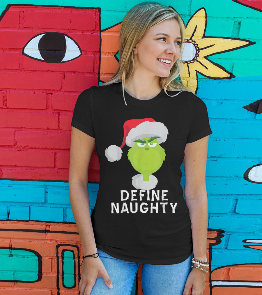 DrSeuss TheGrinch Define Naughty Santa Hat Christmas T-Shirt