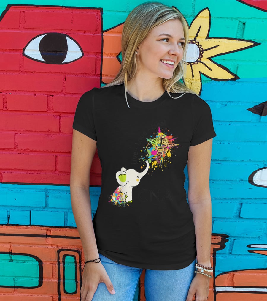 Elephant Live Love Heal CNA Colorful Caduceus T-Shirt