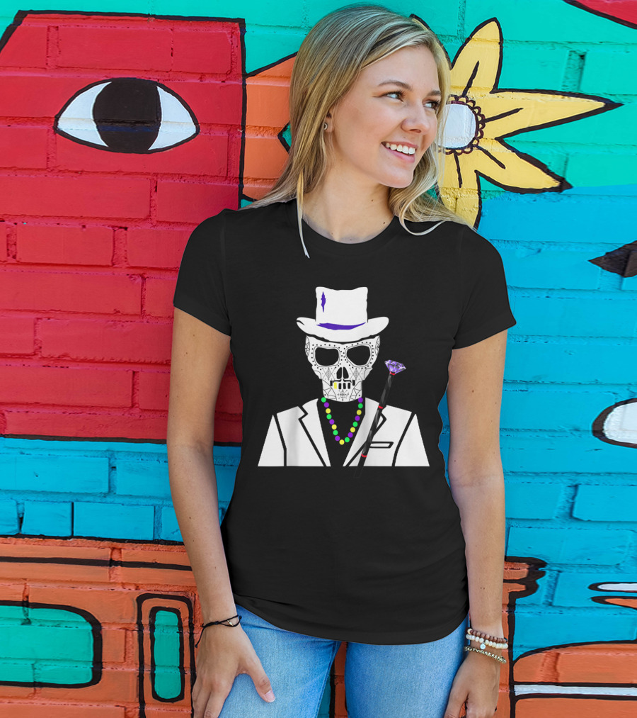 Baron Samedi Voodoo Skeleton With Top Hat And Beads T-Shirt