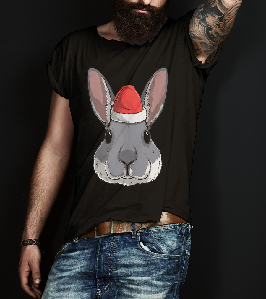 Bunny Rabbit Santa Claus Hat Christmas Xmas Festive Holiday Rabbit T-Shirt