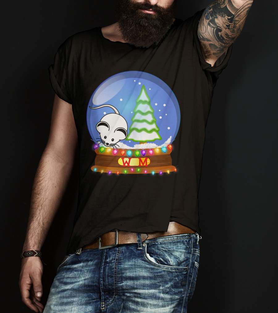 Christmas Snow Globe Santa White Mouse WM Tree T-Shirt