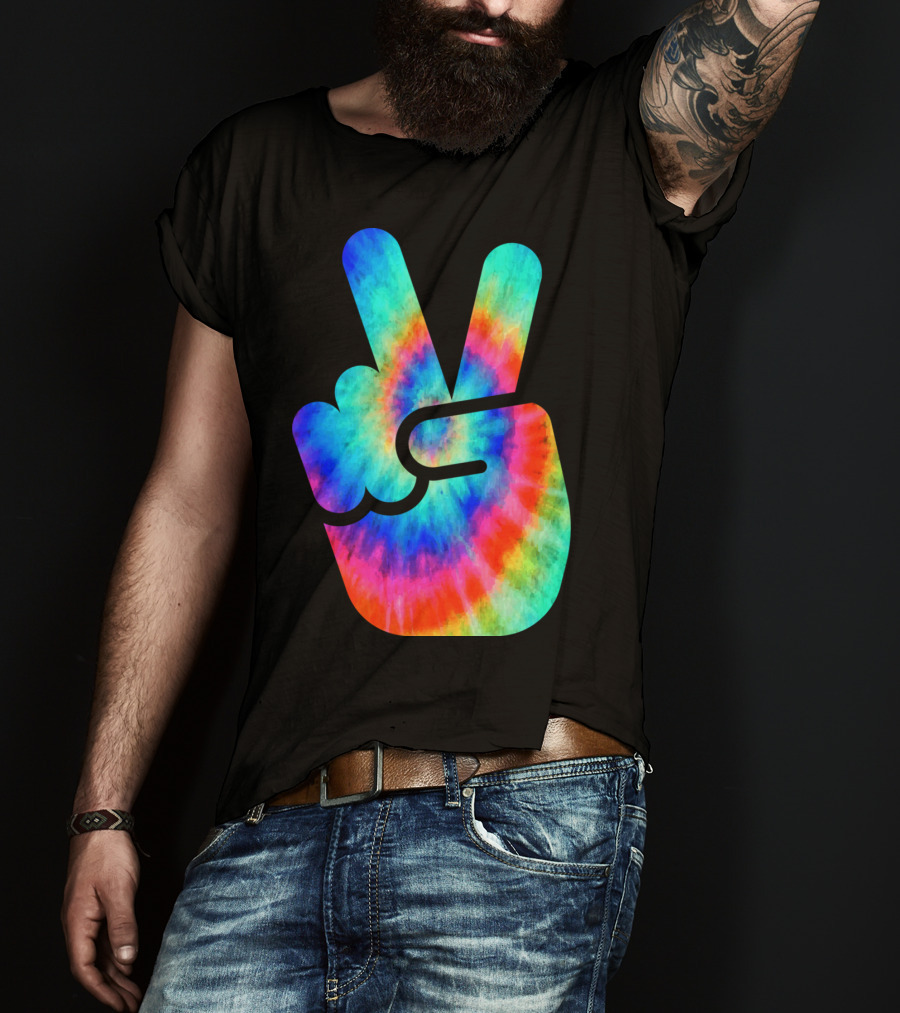 Cool Tie Dye Peace Hand T-Shirt