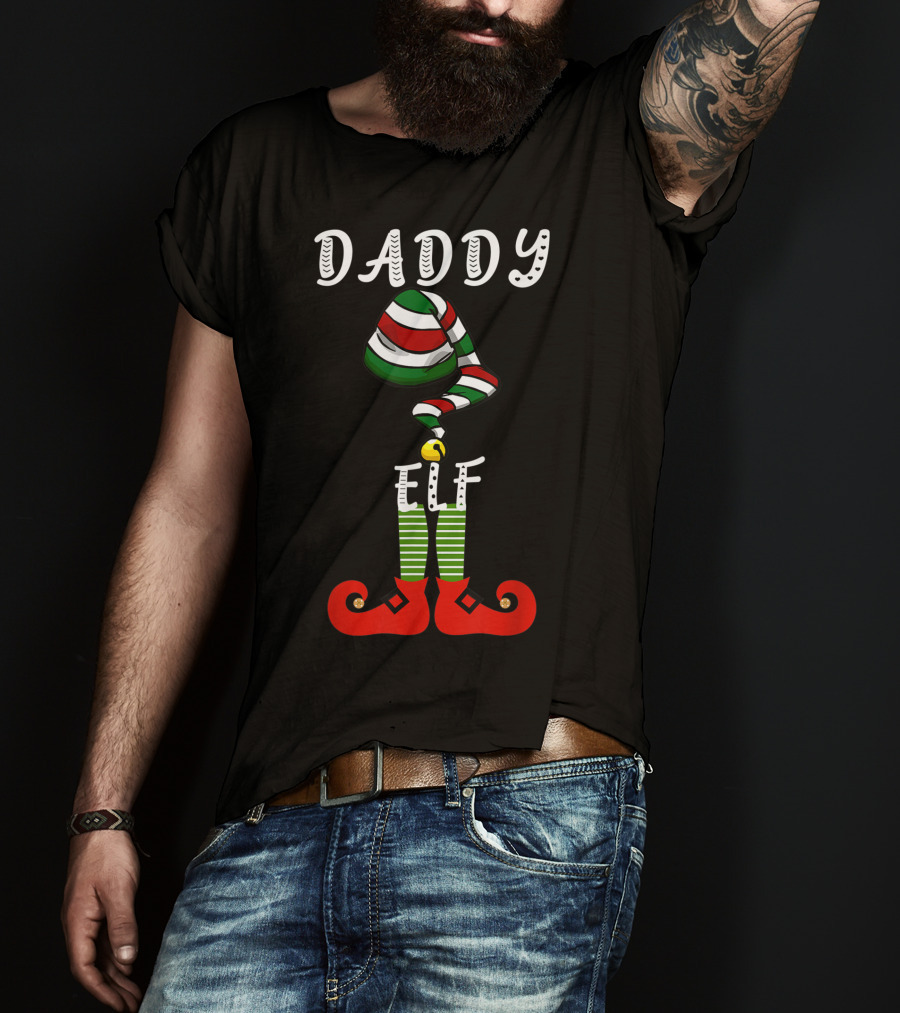 Daddy Elf Festive Family Christmas Holiday Group T-Shirt