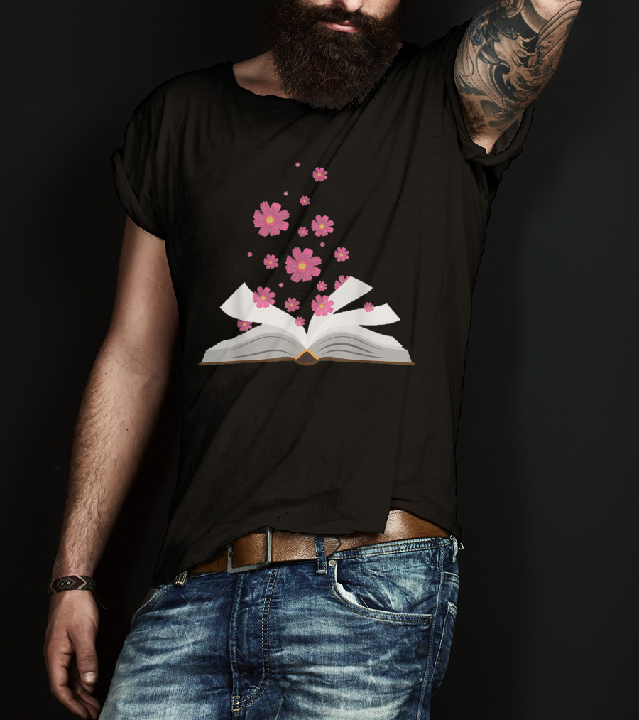 I Love The Aroma Of The Paper Reading With Blossoming Open Book And Floating Flowers T-Shirt