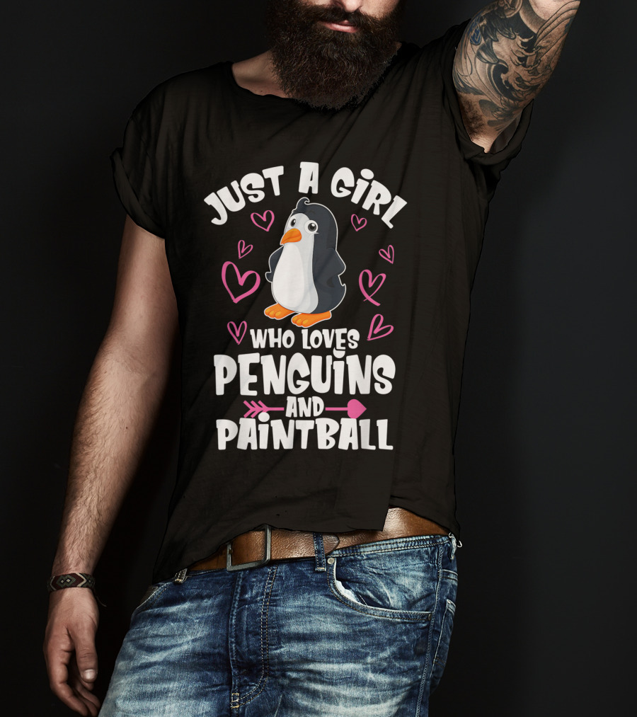 Just A Girl Who Loves Penguins And Paintball Hearts Arrow T-Shirt