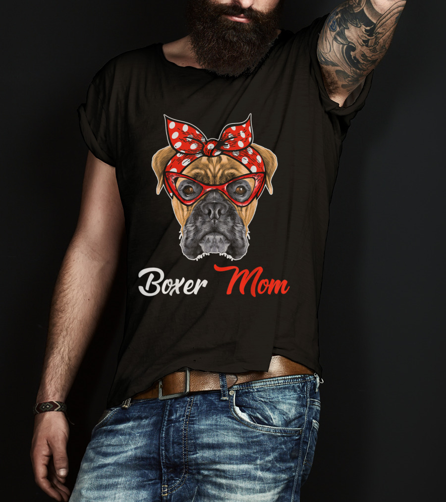 Boxer Mom Bandana Glasses T-Shirt