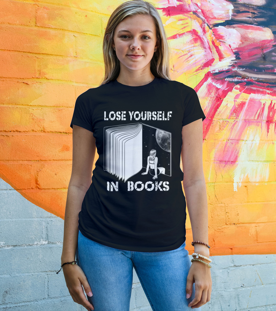 Lose Yourself In Books Reading Galaxy Escape Moon T-Shirt