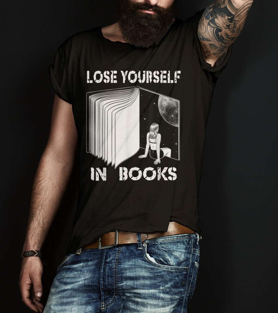 Lose Yourself In Books Reading Galaxy Escape Moon T-Shirt