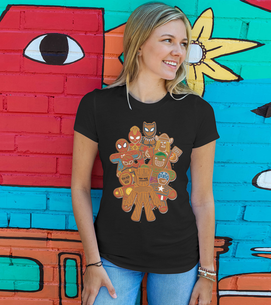 Marvel Avengers Superhero Gingerbread Cookie Cluster T-Shirt