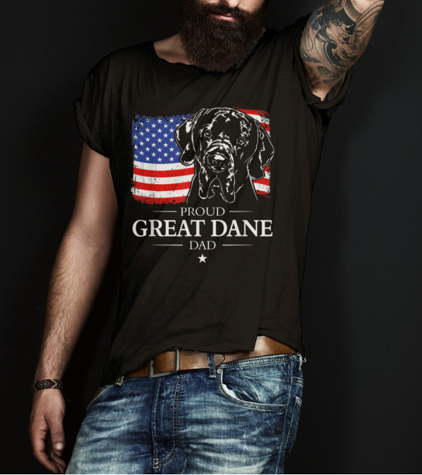 Proud Great Dane Dad With American Flag T-Shirt