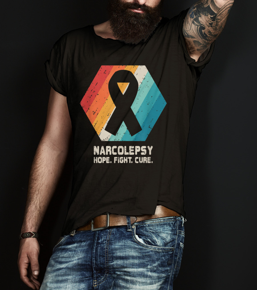 Narcolepsy Hope Fight Cure Ribbon Retro Awareness T-Shirt