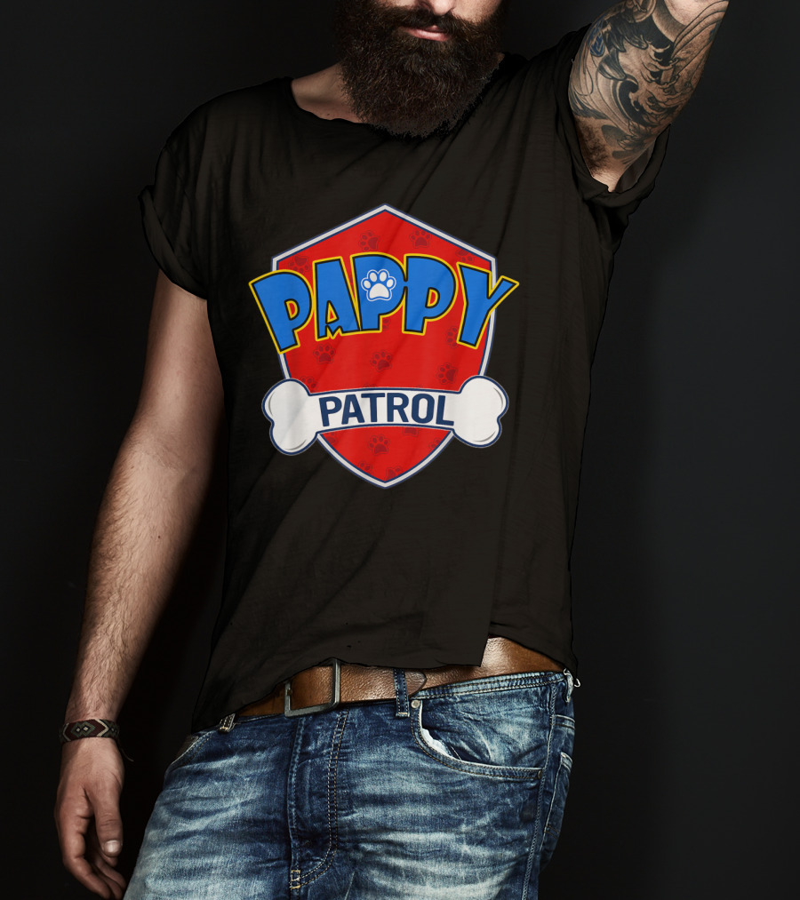 Pappy Patrol Paw Shield With Bone Badge T-Shirt