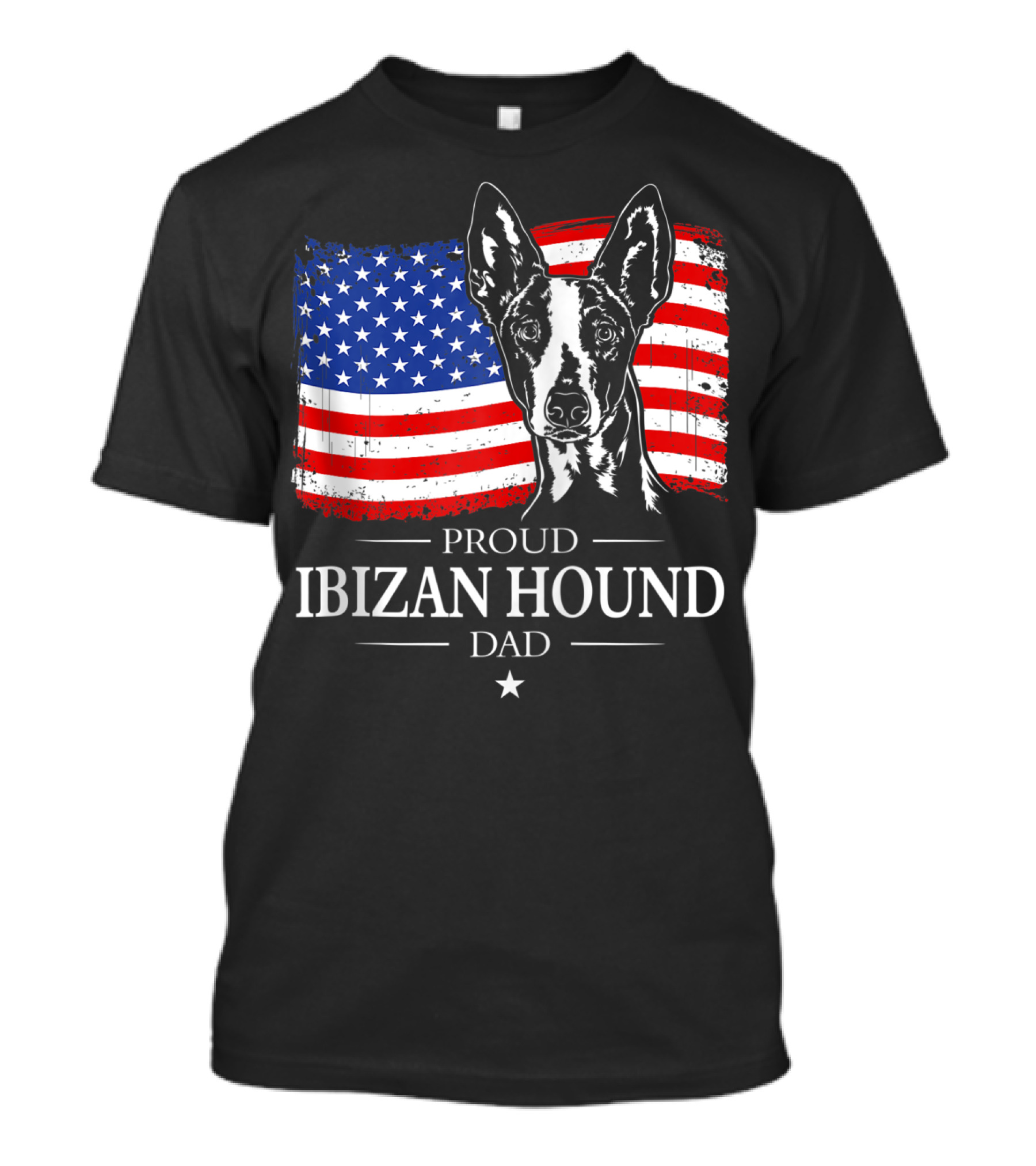Proud Ibizan Hound Dad American Flag T-Shirt