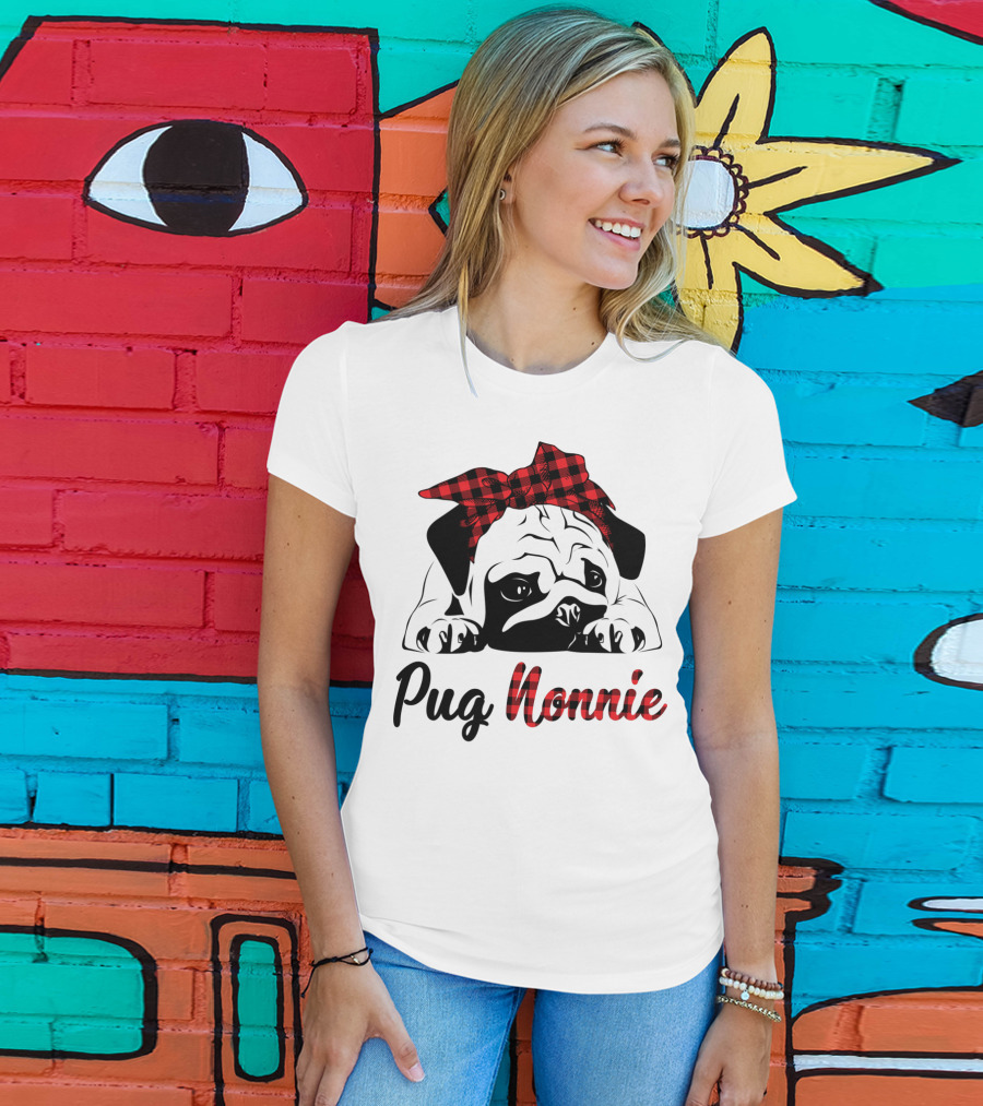 Pug Nonnie Buffalo Check Puppy T-Shirt
