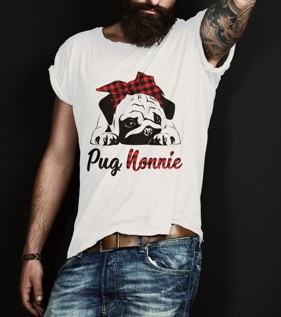 Pug Nonnie Buffalo Check Puppy T-Shirt