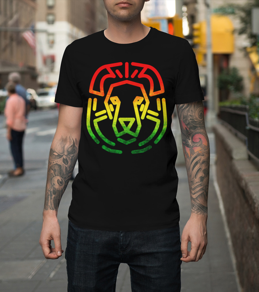 Rasta Flag Reggae Lion Jamaica Geometric T-Shirt