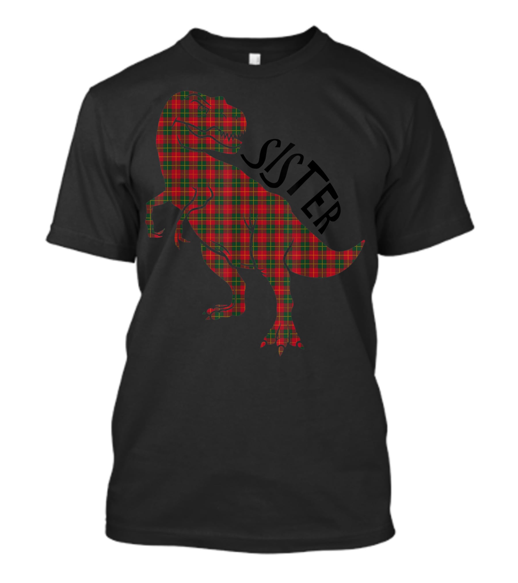 Sister Red Plaid Dinosaur T-Shirt