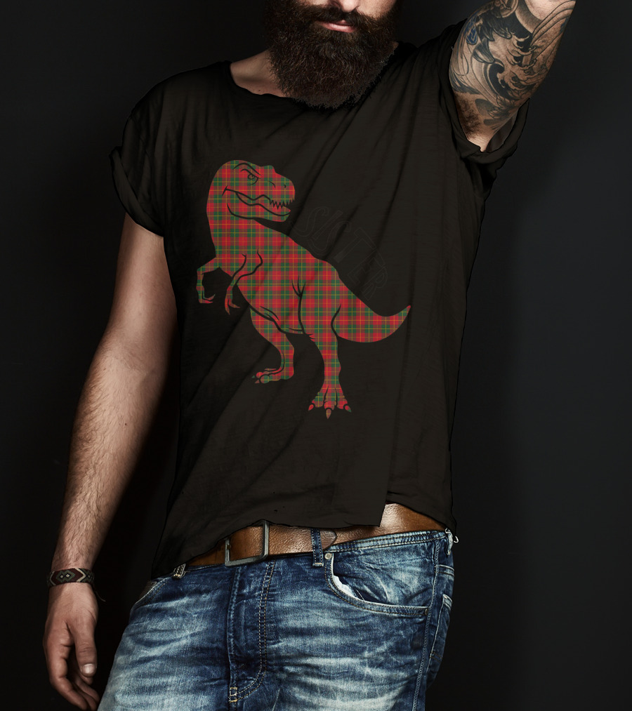 Sister Red Plaid Dinosaur T-Shirt