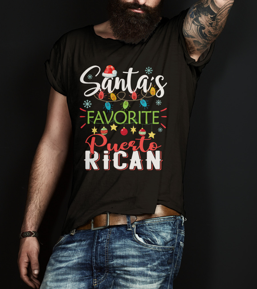 Santa's Favorite Puerto Rican Christmas Lights Festive T-Shirt