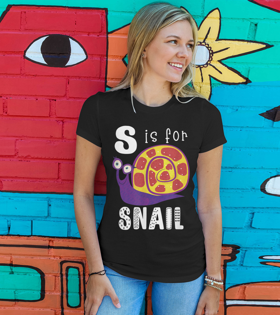 S Is For Snail Alphabet Letter Insect T-Shirt