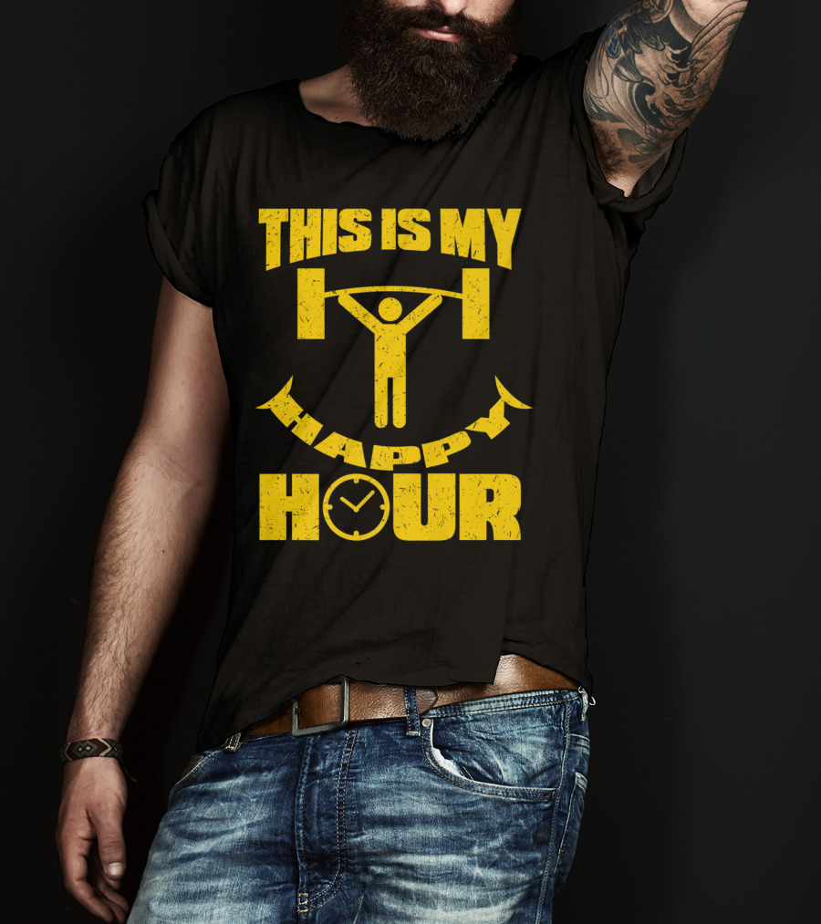 This Is My Happy Hour Weightlifting Workout Clock T-Shirt