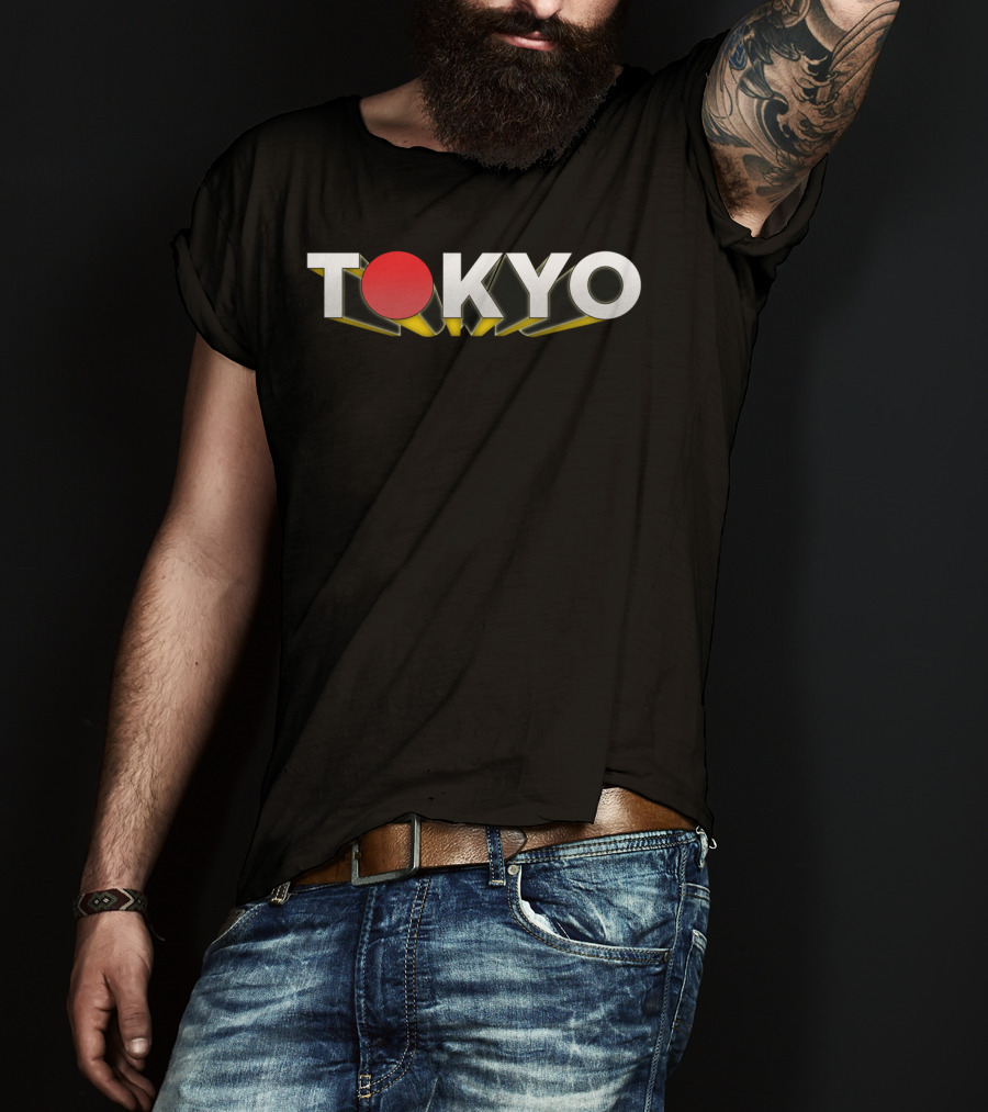 Tokyo Japan Red Circle Dimensional Text T-Shirt