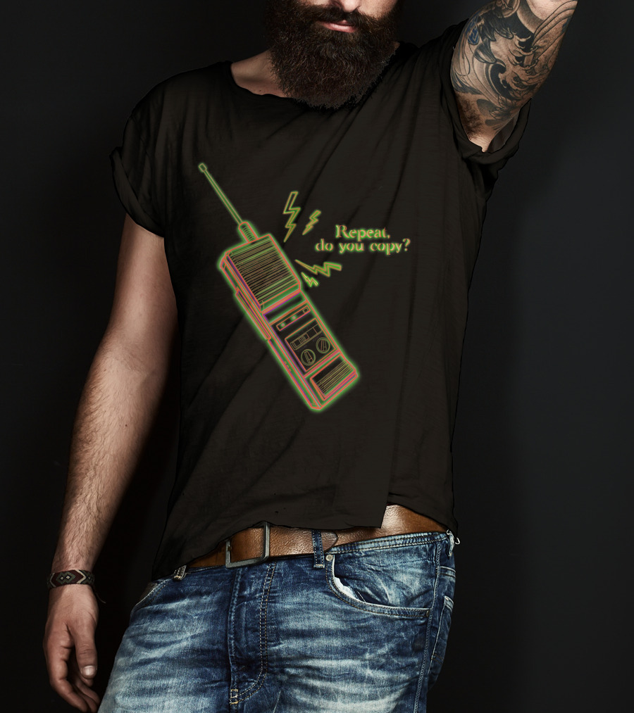 Vintage 80s Stranger Walkie Talkie Repeat Do You Copy T-Shirt